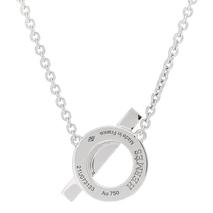 Hermes 18K White Gold Diamond Finesse Pendant Necklace 3 of 4