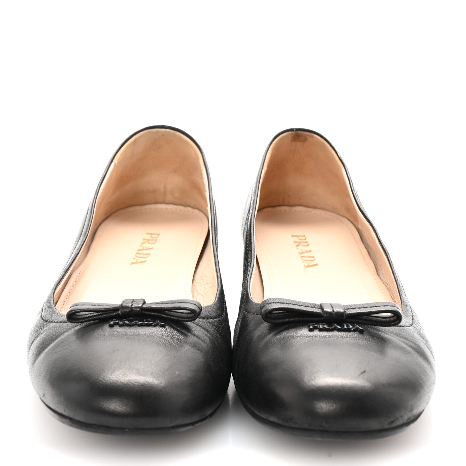 Prada Nappa Logo Bow Ballerina Flats 37.5 Black 3 of 11