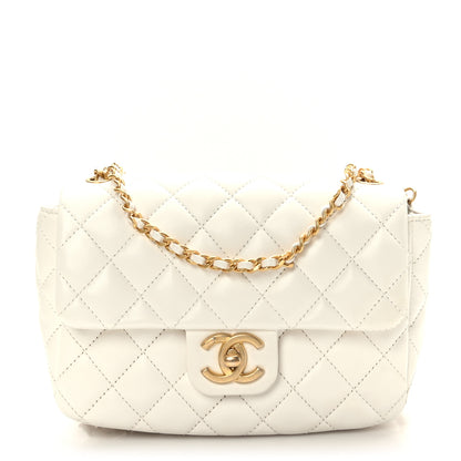 Chanel Lambskin Enamel Quilted Small Coco Hearts Square Flap White 1 of 10