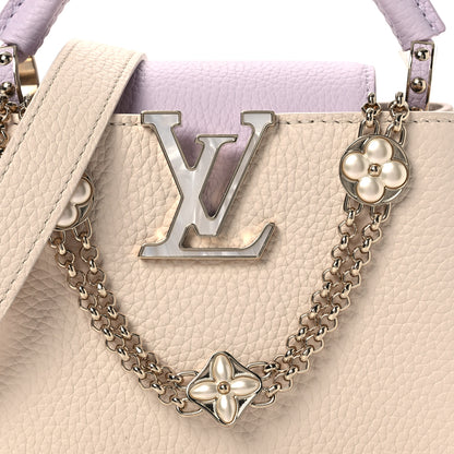 Louis Vuitton Taurillon Mother of Pearl Flower Chain Capucines Mini Quartz Misty 7 of 11