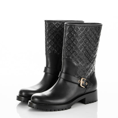 Louis Vuitton Calfskin Embossed Monogram Rebellion Half Boots 37 Black 3 of 7
