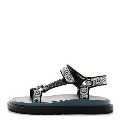 Christian Dior Canvas Embroidered Bandana 10mm D-Wave Sandals 40.5 Deep Blue 1 of 9