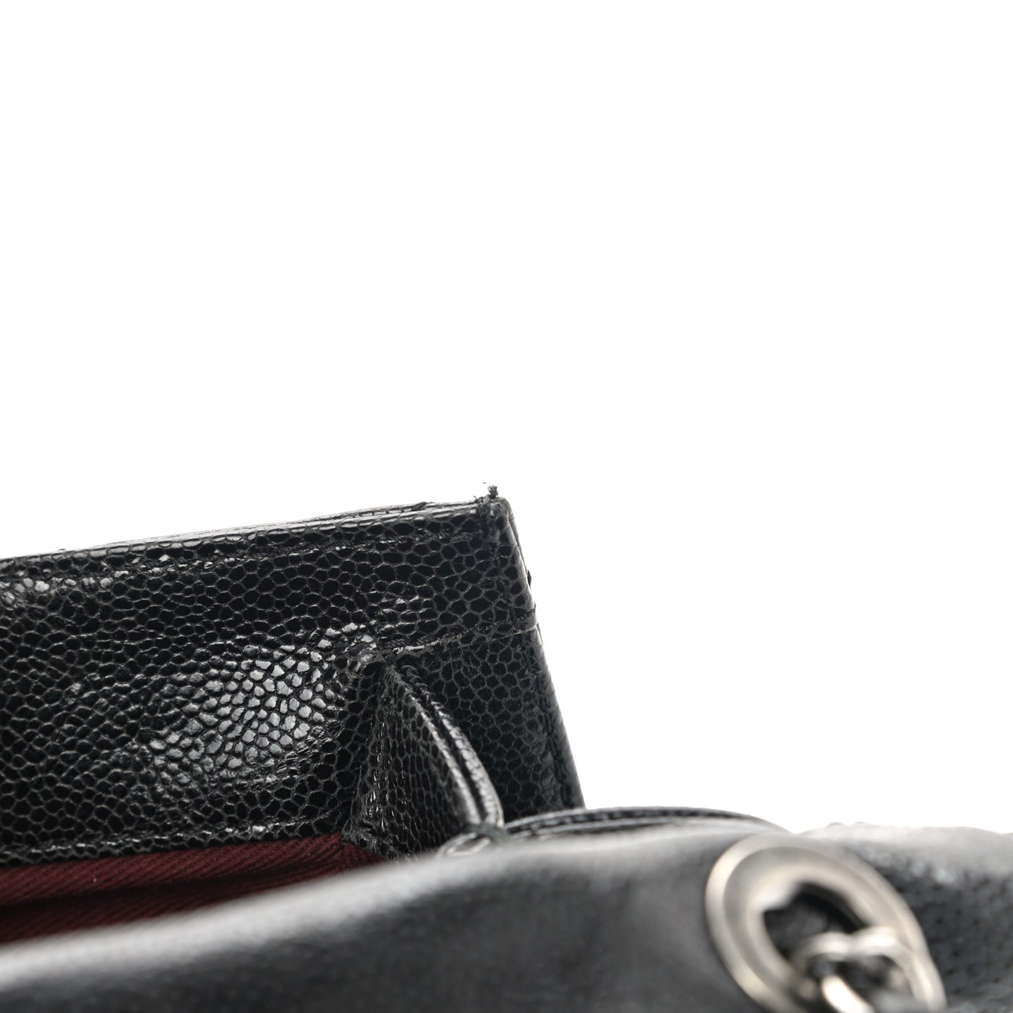 Crumpled Grained Calfskin Jumbo CC Crave Flap Black