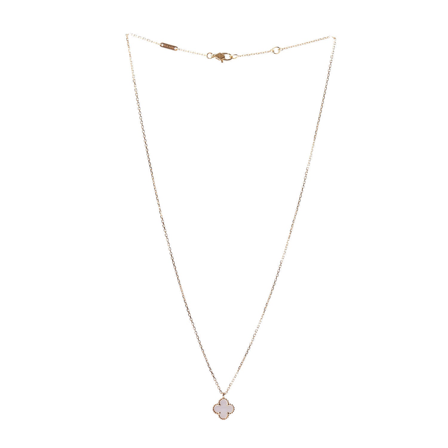 Van Cleef & Arpels 18K Yellow Gold Mother of Pearl Sweet Alhambra Pendant Necklace 3 of 6