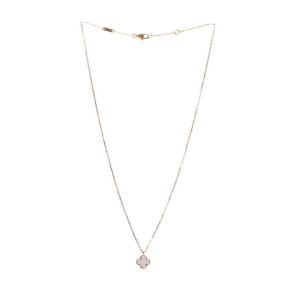 Van Cleef & Arpels 18K Yellow Gold Mother of Pearl Sweet Alhambra Pendant Necklace 3 of 6