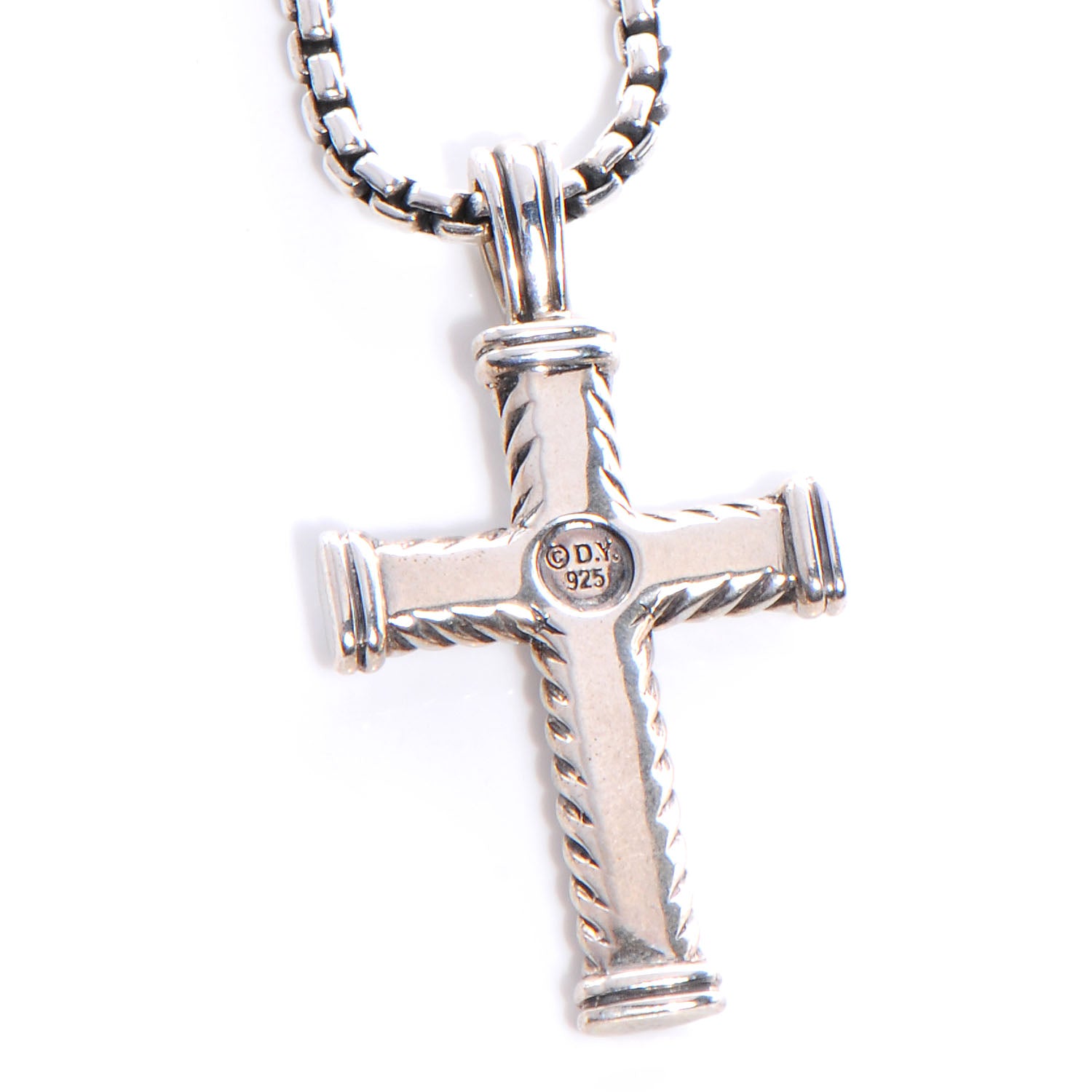 David Yurman Sterling Silver Chevron Cross Necklace 4 of 5