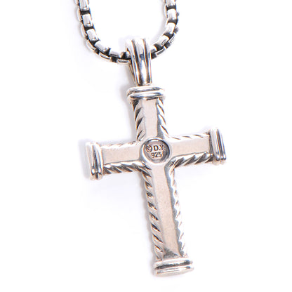 David Yurman Sterling Silver Chevron Cross Necklace 4 of 5