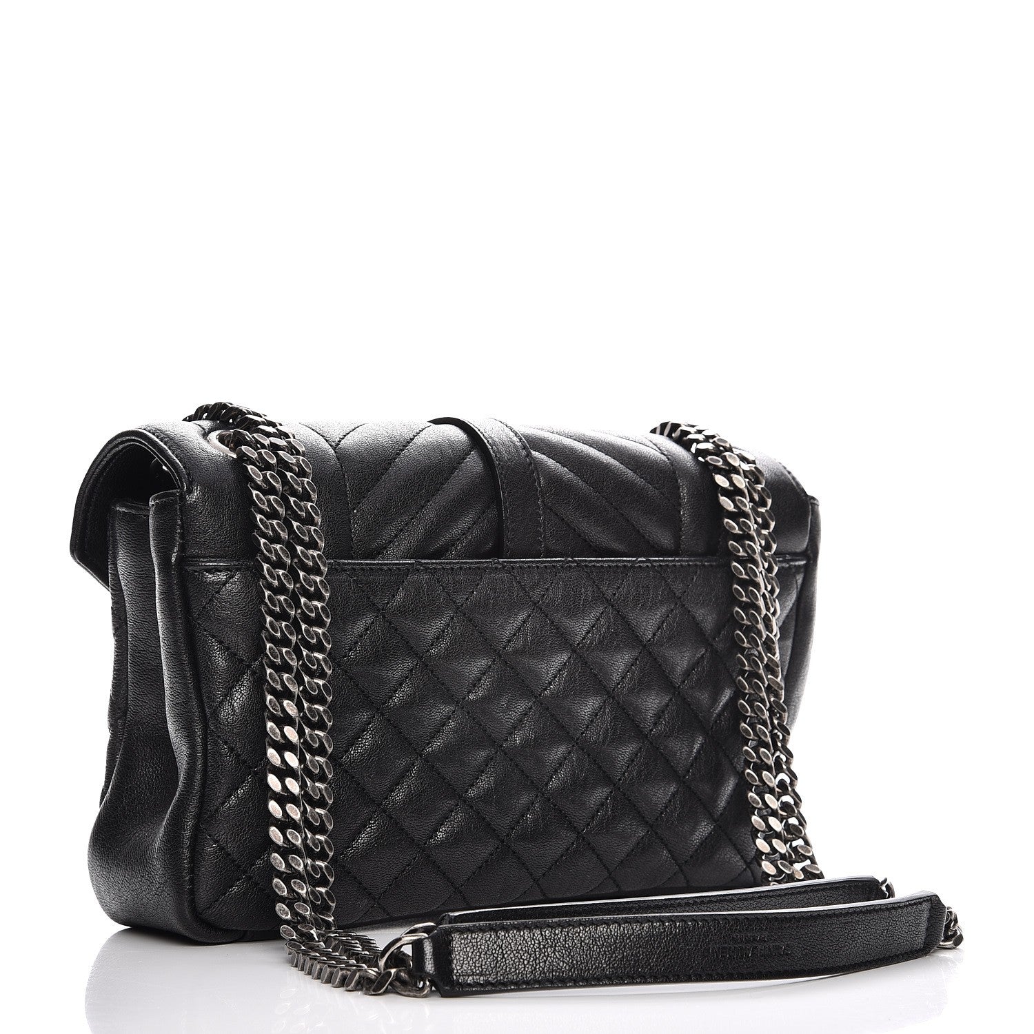 Saint Laurent Sheepskin Tri-Quilt Monogram Medium College Bag Black 3 of 9