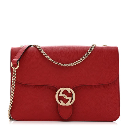 Gucci Dollar Calfskin Interlocking G Shoulder Bag Red 1 of 11