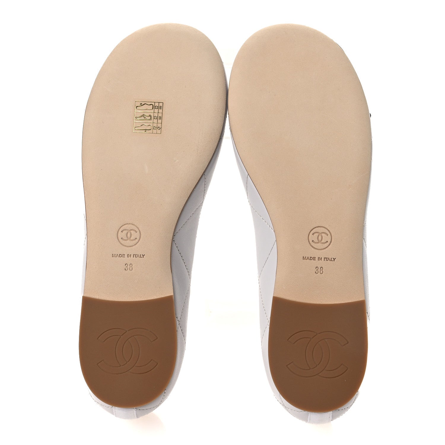 Chanel Lambskin Quilted CC Cambon Ballet Flats 38 White Black 7 of 12
