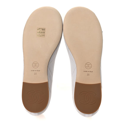 Chanel Lambskin Quilted CC Cambon Ballet Flats 38 White Black 7 of 12