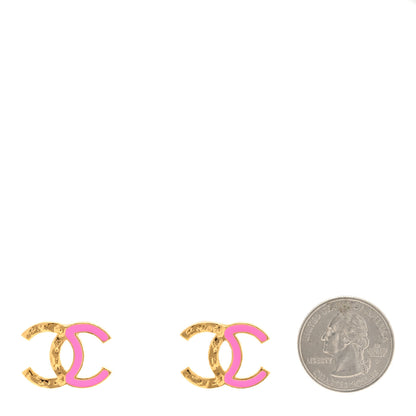 Chanel Enamel CC Earrings Pink Gold 2 of 4