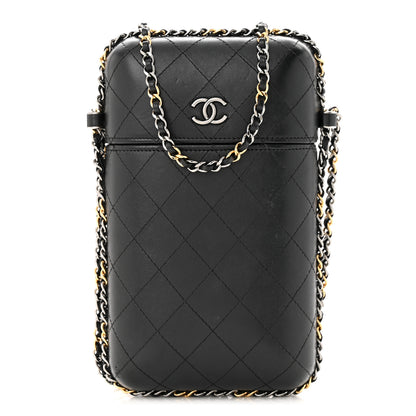 Chanel Lambskin Quilted Chain Around Phone Holder Black 1 of 14