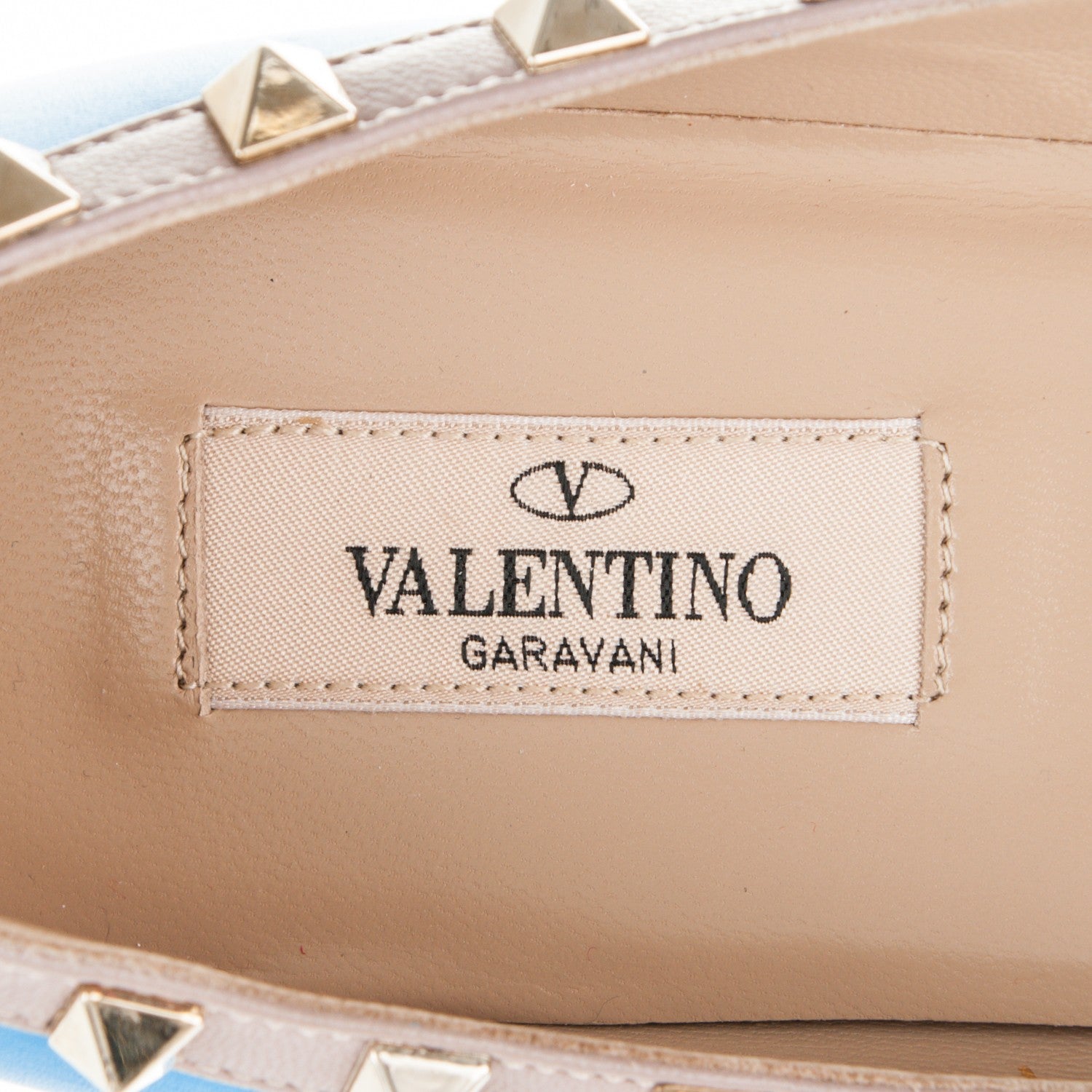 Valentino Garavani Calfskin Nappa Rockstud Ballerina Flats 38.5 Blue Fluo Poudre 7 of 8