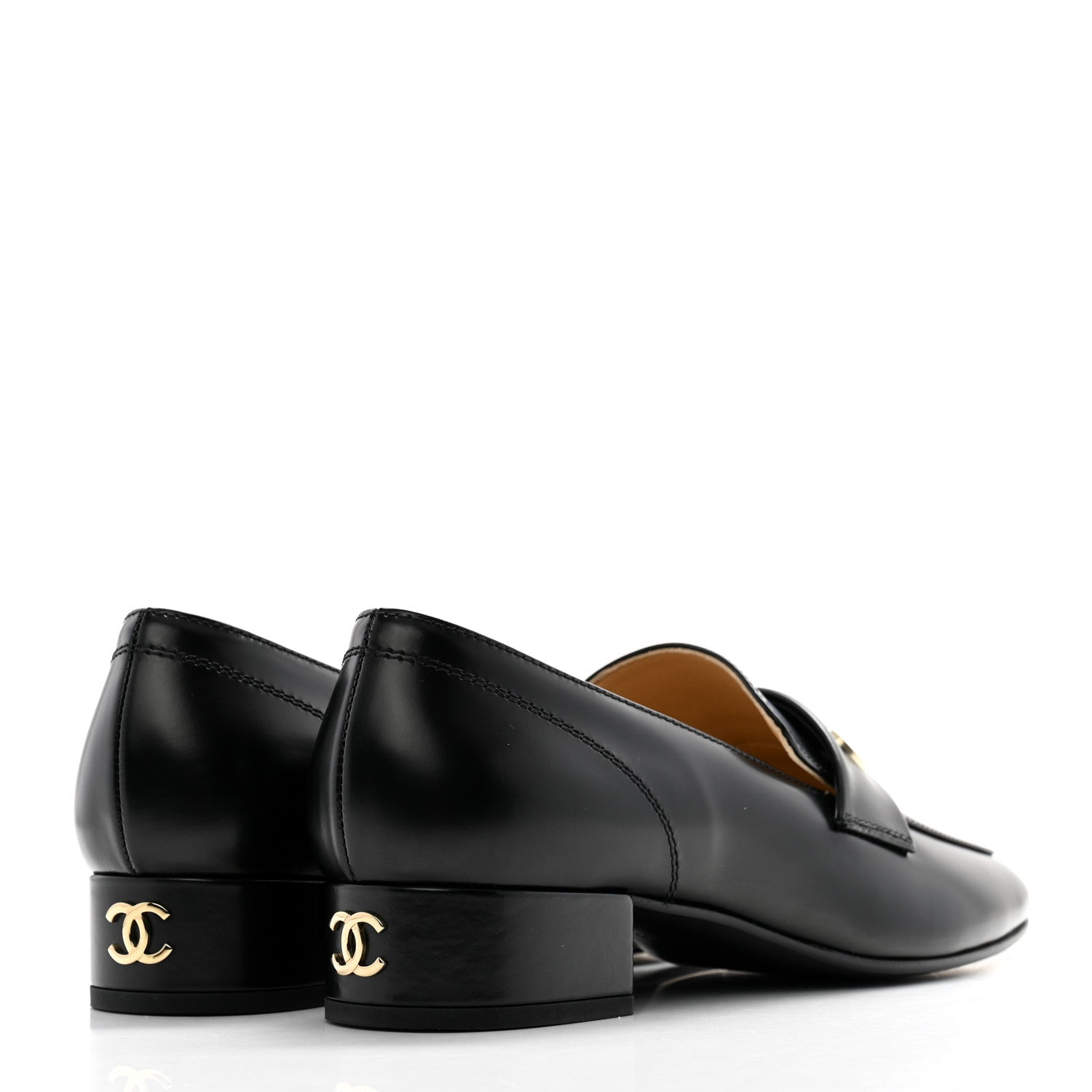 Chanel Shiny Calfskin Logo Loafers 37 Black 1560914 – FASHIONPHILE