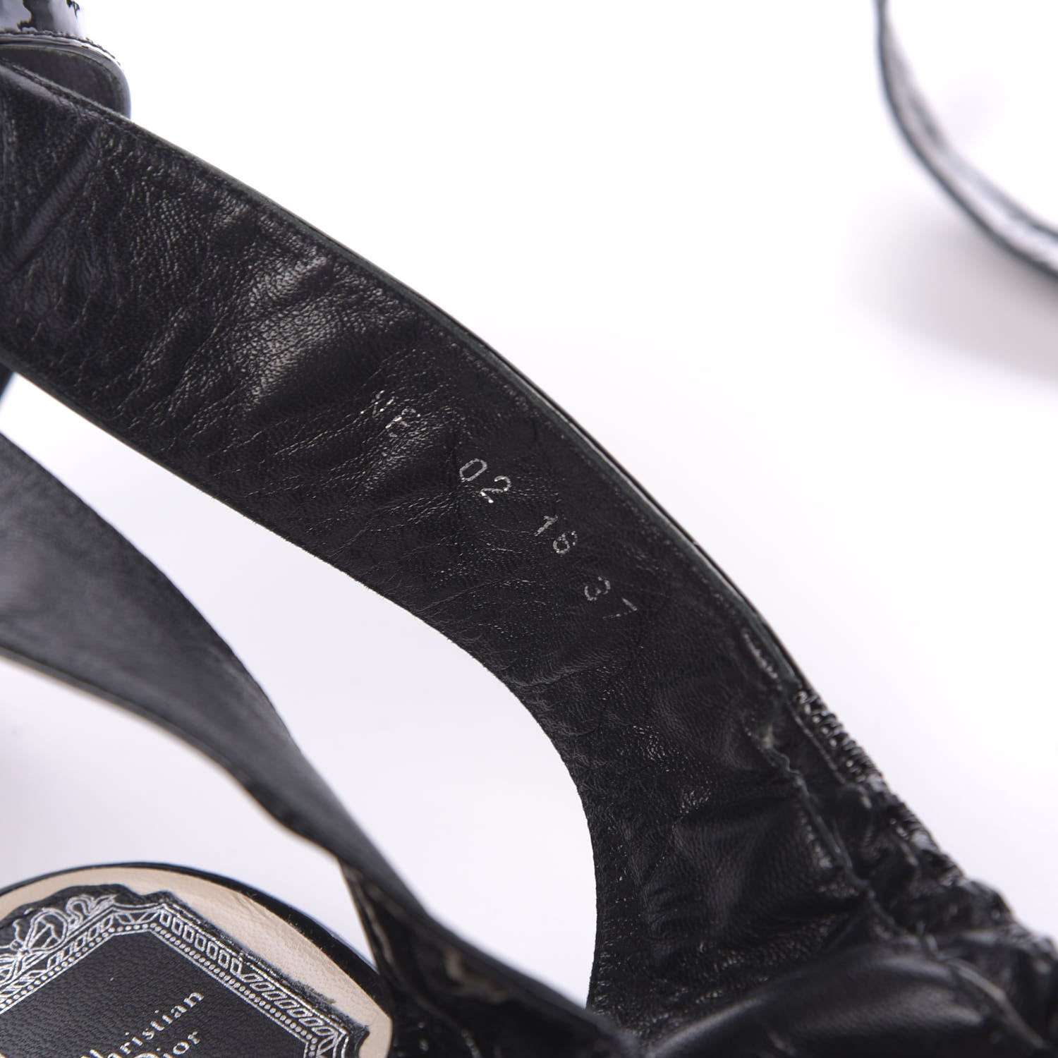 Christian Dior Patent Ankle Wrap Flats 37 Black 8 of 9