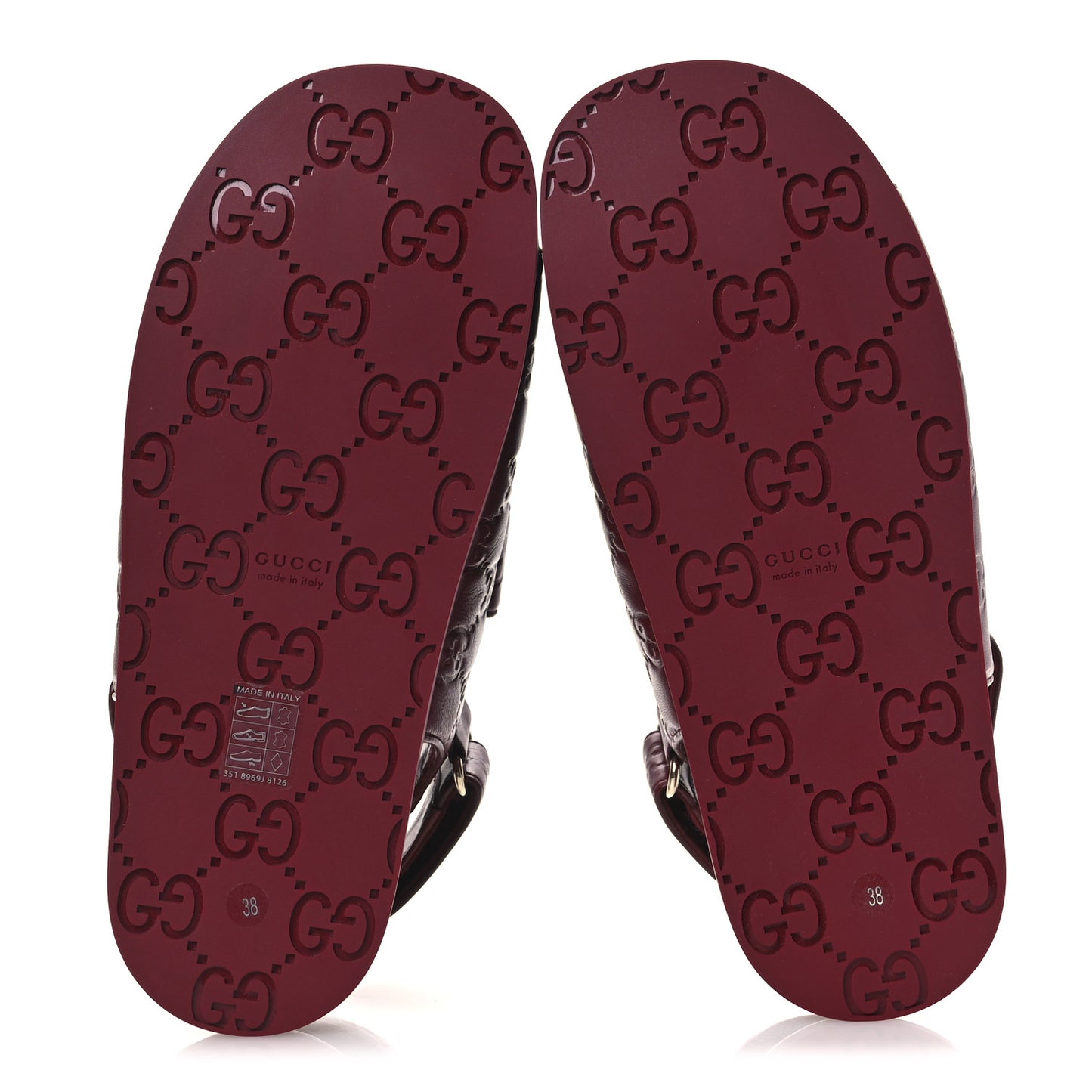 Guccissima GG Embossed Womens Sandals 38 Rosso Ancora