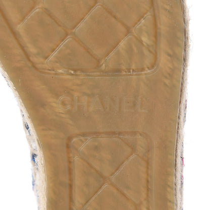 Chanel Tweed Grosgrain CC Espadrilles 38 White Blue Pink Green Black 7 of 11