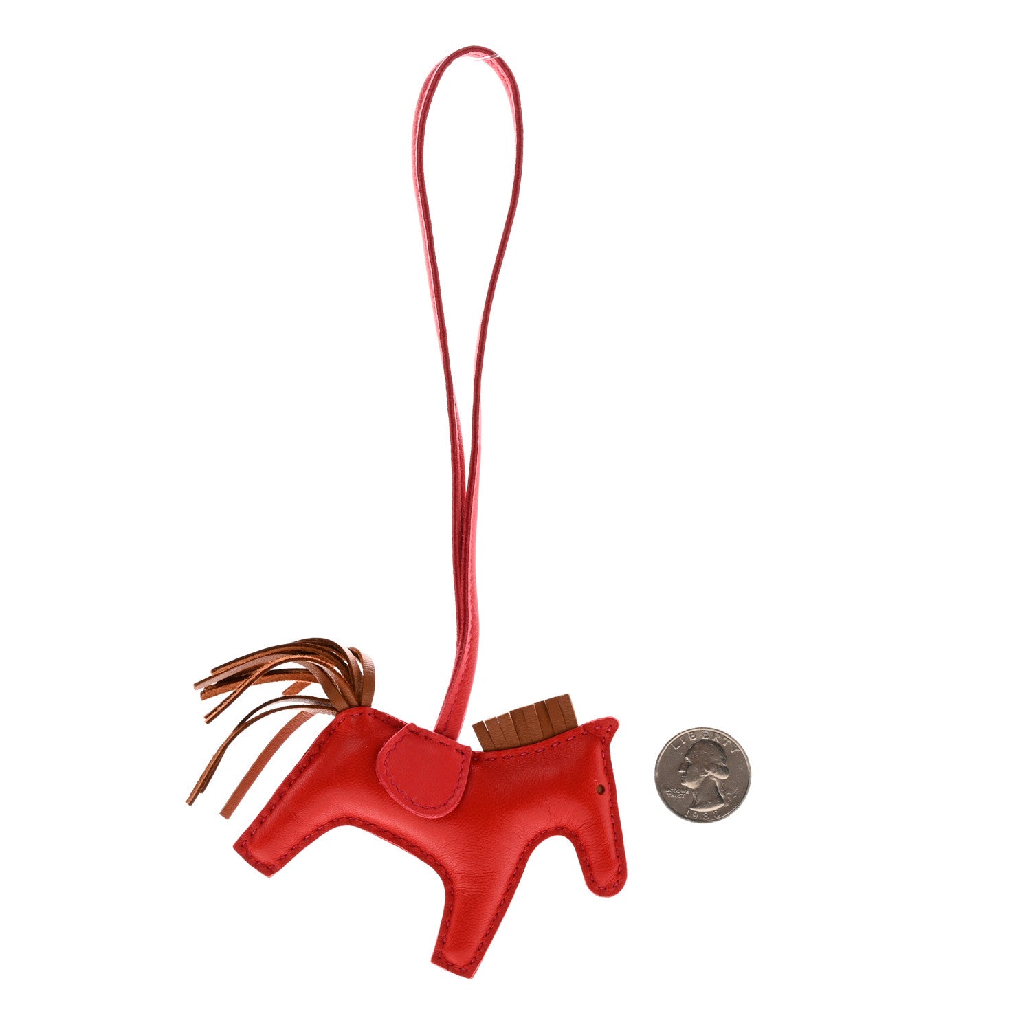 Hermes Milo Lambskin Grigri Rodeo Horse Bag Charm PM Rouge Indien Gold Bougainvillea 2 of 4