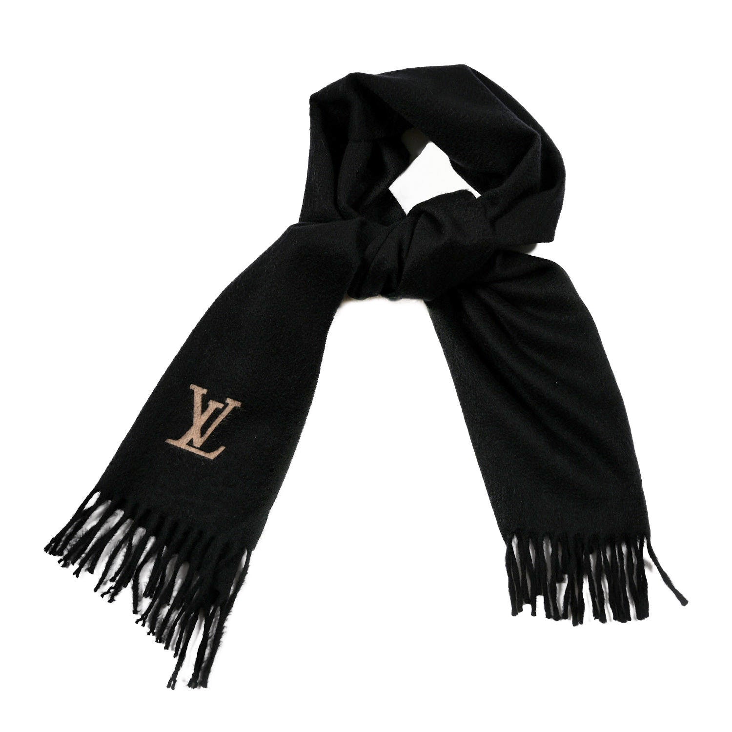 Louis Vuitton Cashmere Jhelam Muffler Scarf Black 1 of 3