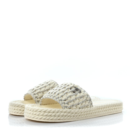 Chanel Braided Knit CC Mules 41 Ecru 3 of 9