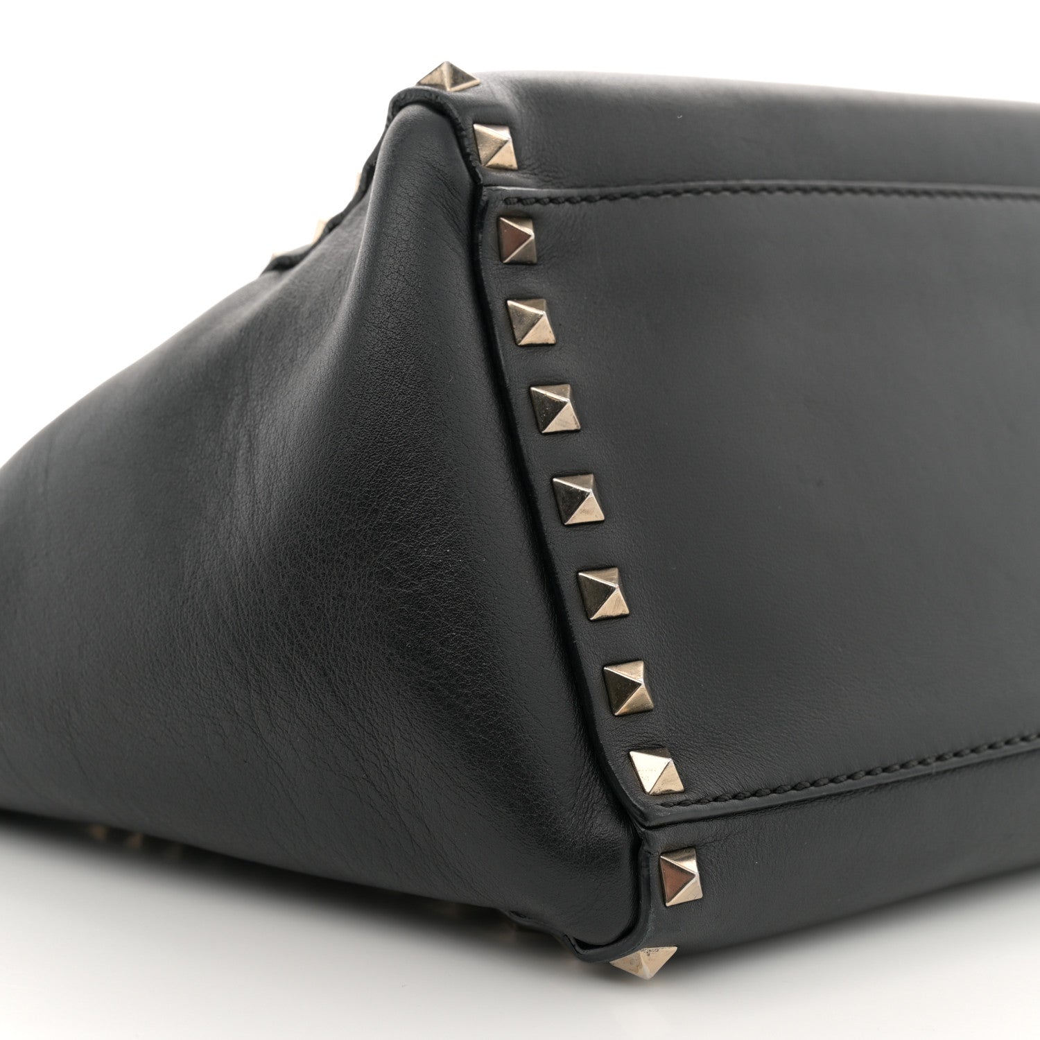 Valentino Garavani Vitello Small Rockstud Double Handle Tote Black 9 of 12