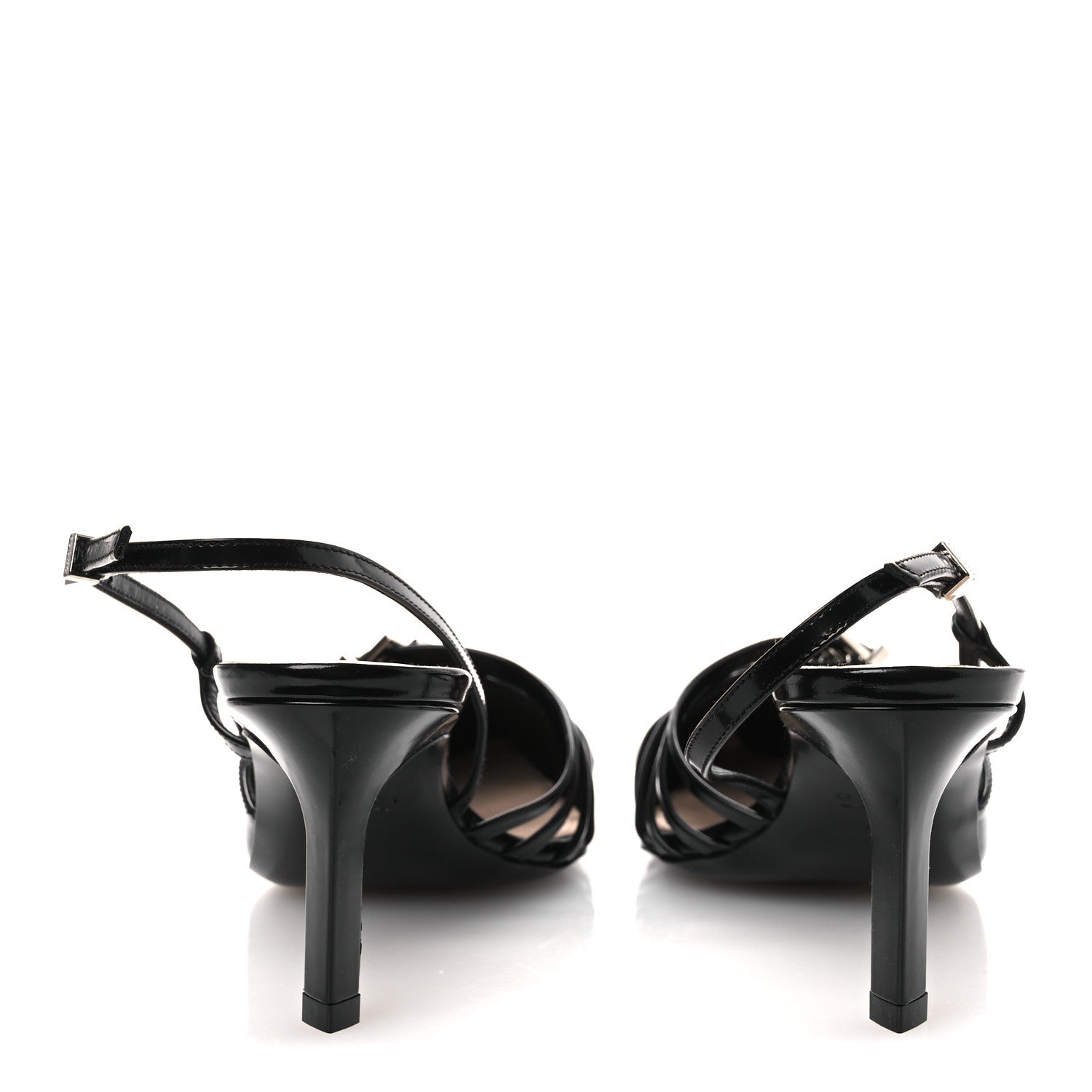 Gucci Patent Regent Calfskin Walma 65 Buckle Slingback Pumps 38 Black 6 of 11