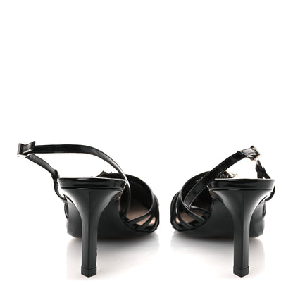 Gucci Patent Regent Calfskin Walma 65 Buckle Slingback Pumps 38 Black 6 of 11