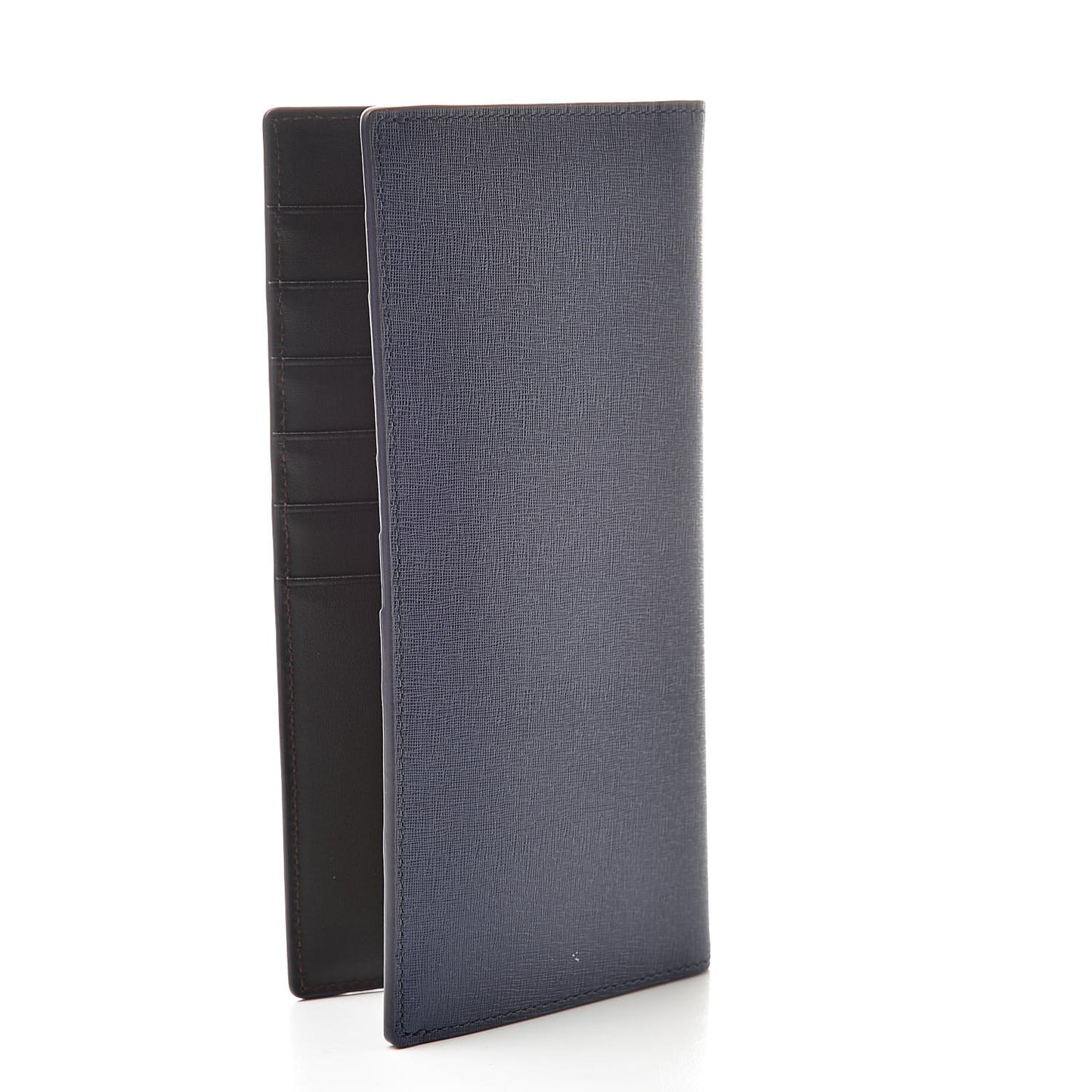 Calfskin Bifold Long Wallet Pistol Blue