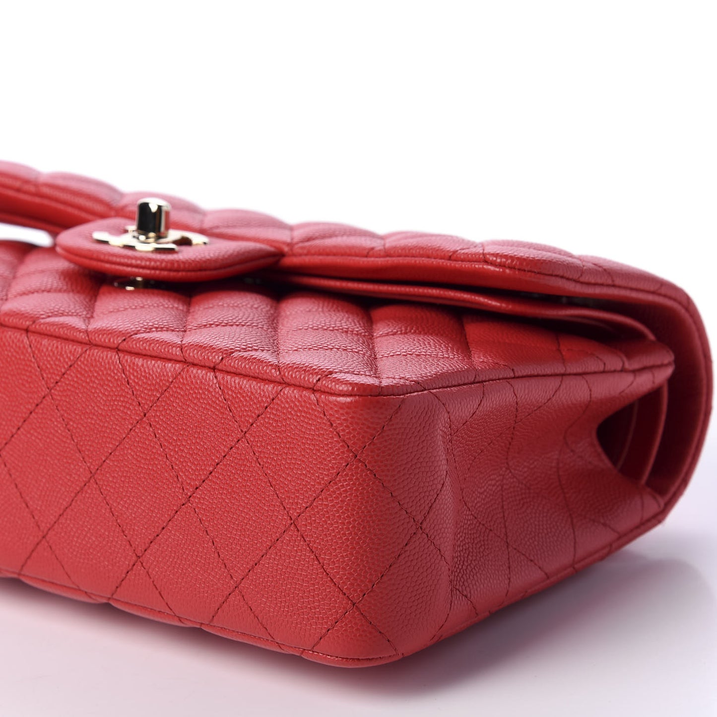 Caviar Quilted Small Double Flap Red