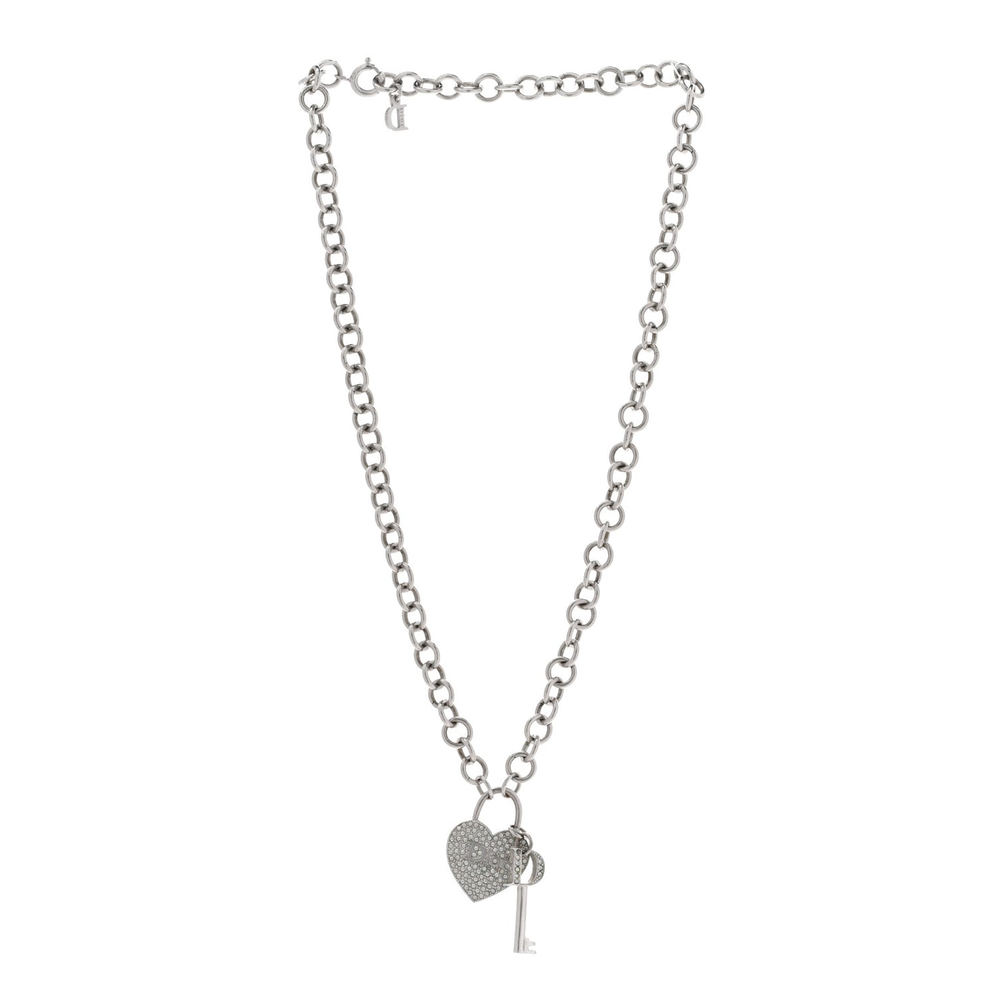 Crystal Heart and Key Necklace
