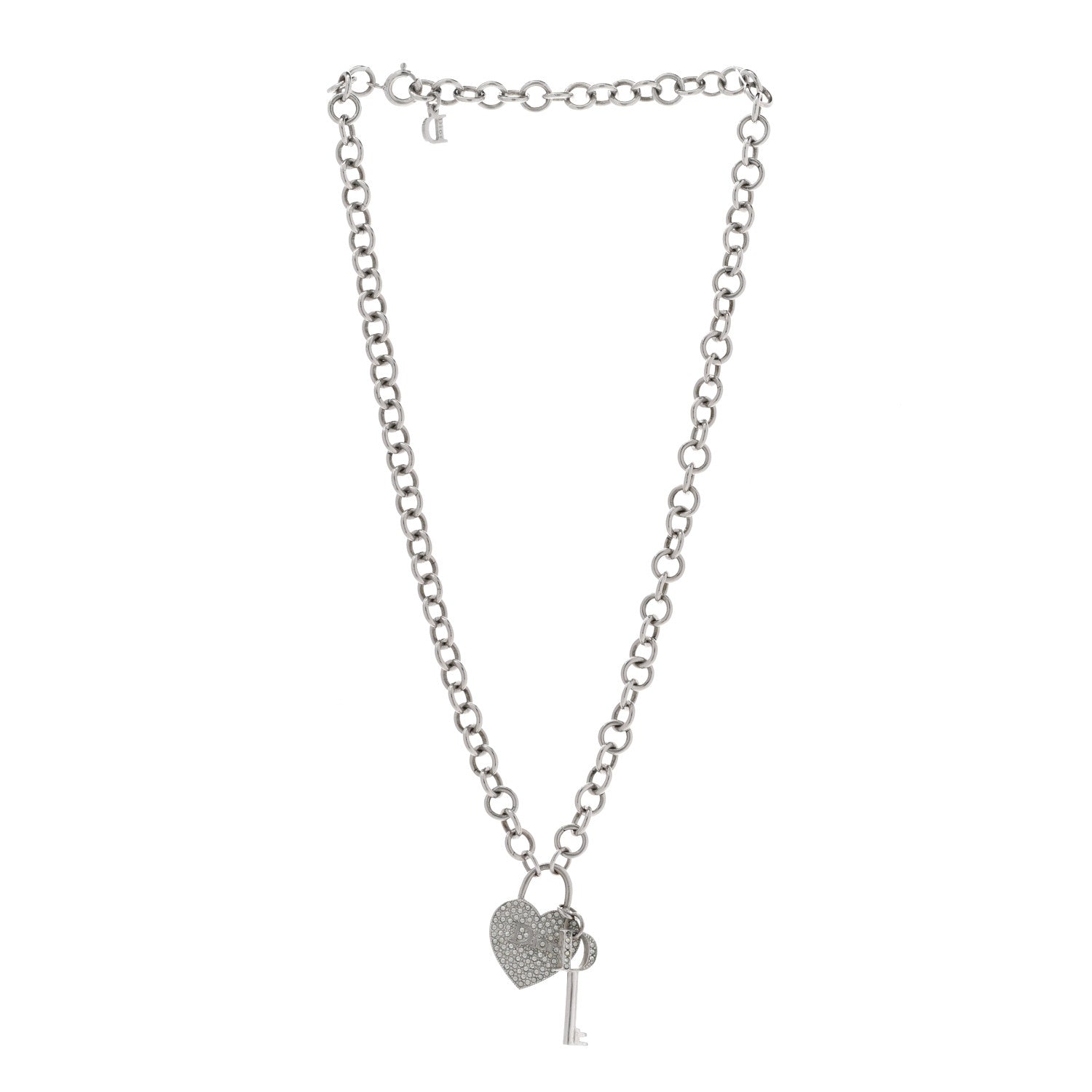 Christian Dior Crystal Heart and Key Necklace 3 of 6