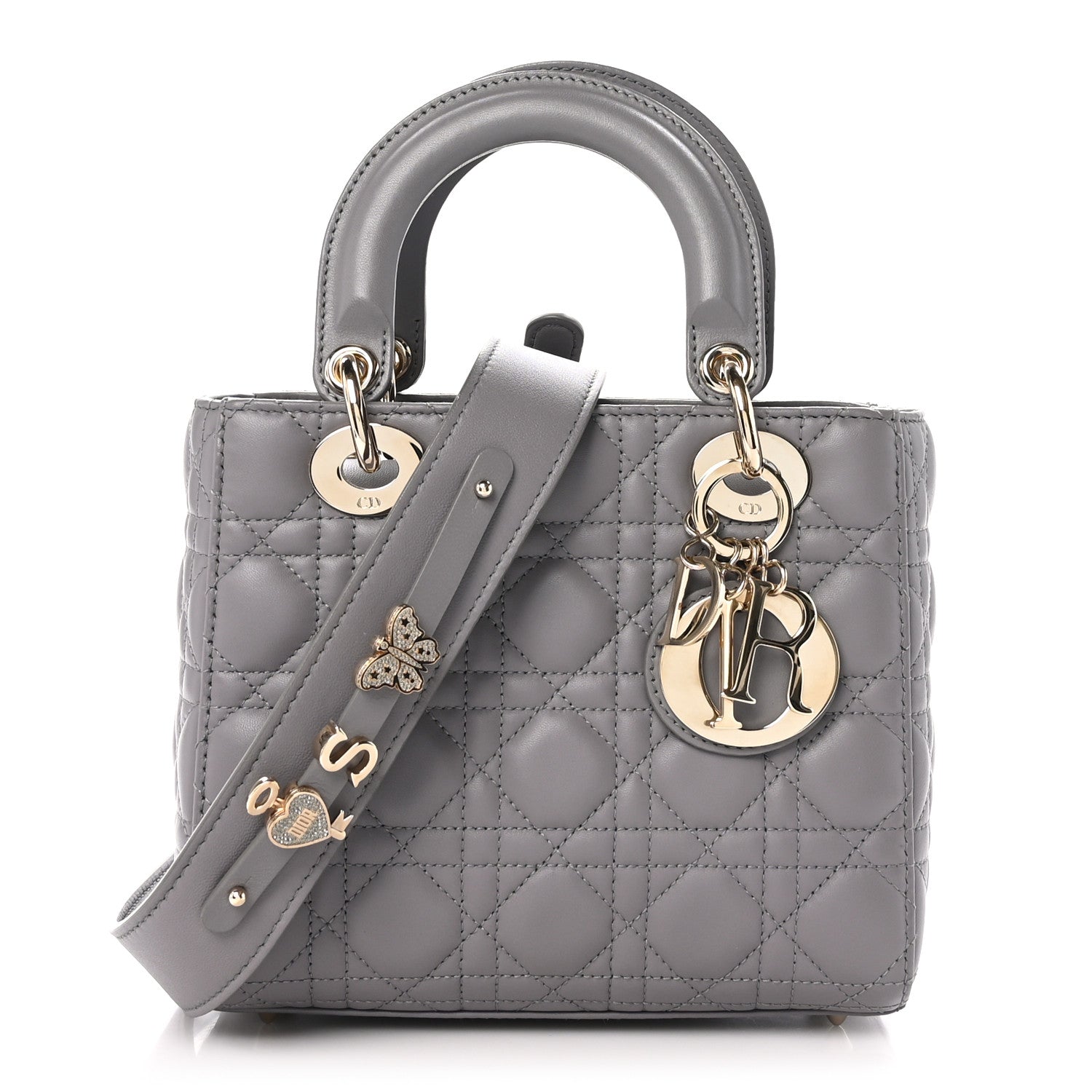 Christian Dior Lambskin Cannage Small My ABCDior Lady Dior Grey 1 of 11