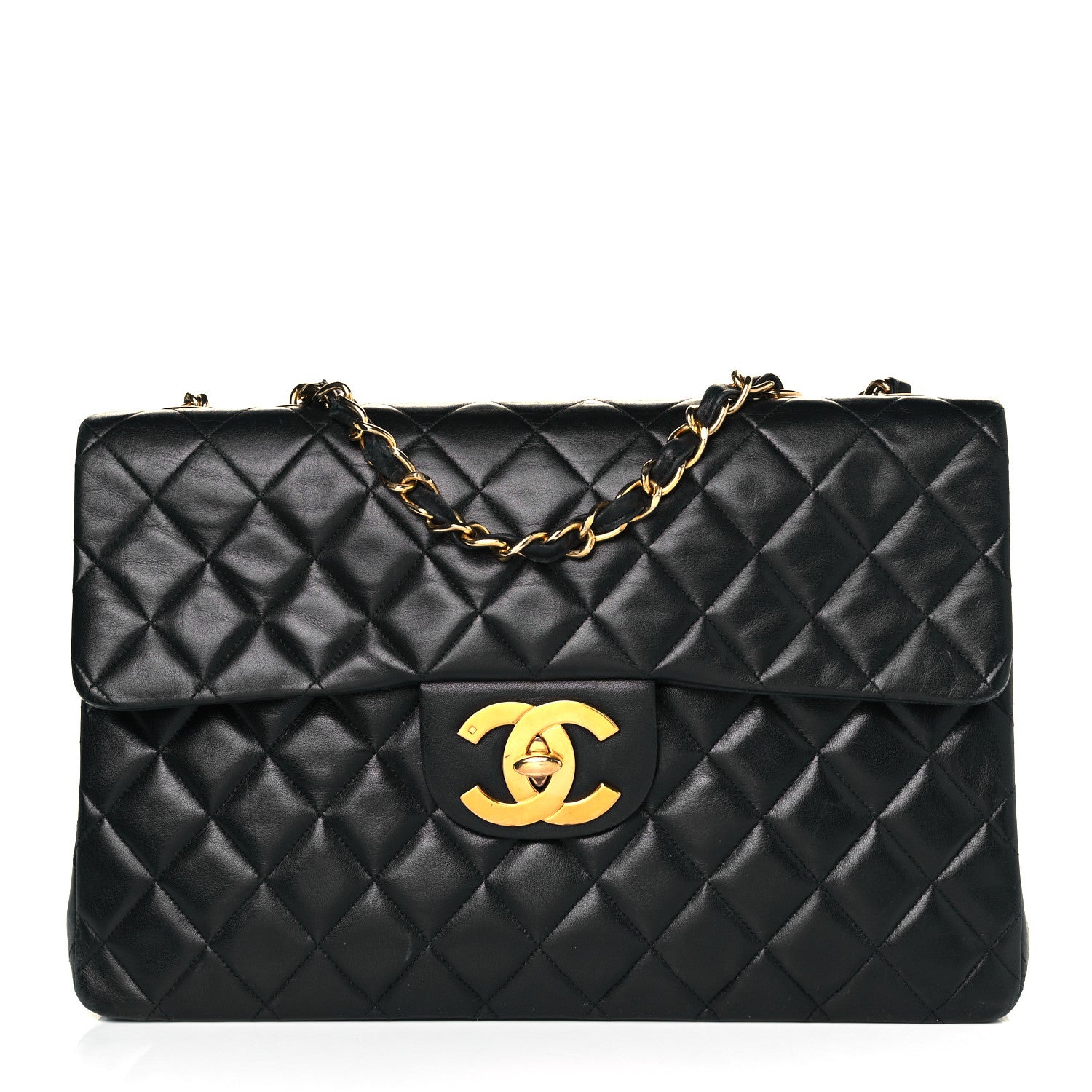 Chanel Lambskin Quilted XL Jumbo Single Flap Black 1 of 23