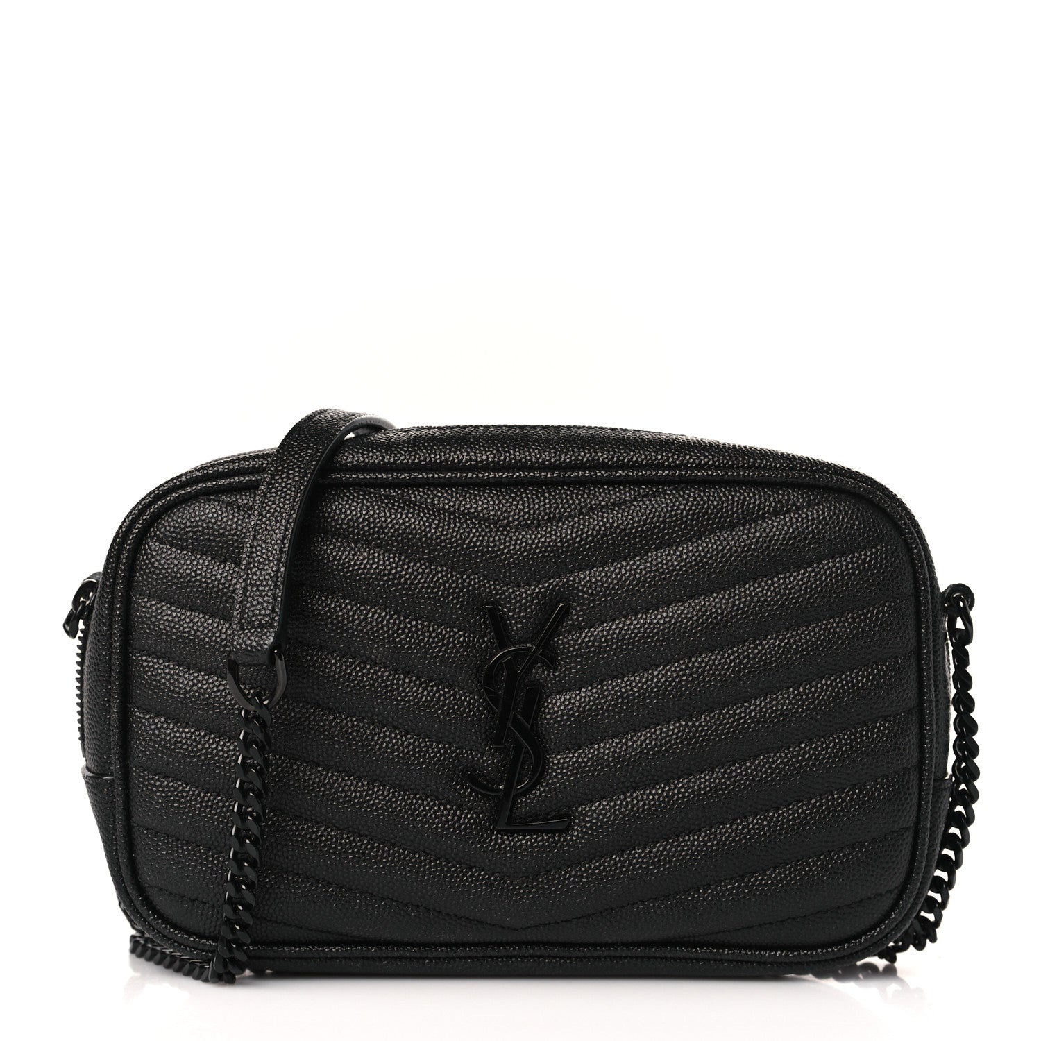 Saint Laurent Grain De Poudre Matelasse Monochrome Monogram Mini Lou Camera Bag Black 1 of 12