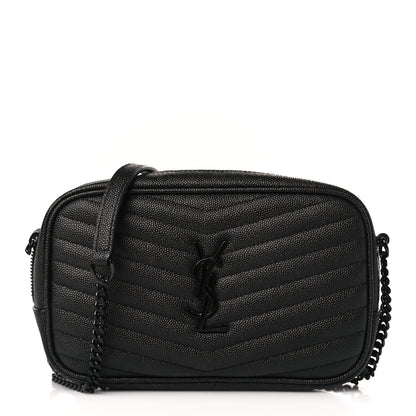 Saint Laurent Grain De Poudre Matelasse Monochrome Monogram Mini Lou Camera Bag Black 1 of 12