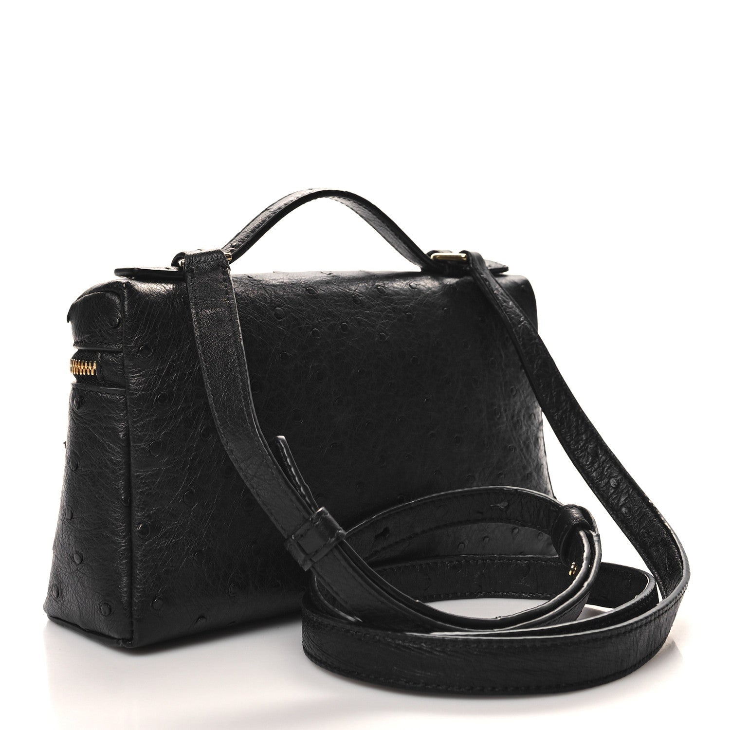 Loro Piana LORO PIANA Ostrich L19 Extra Pocket Pouch Black 3 of 11
