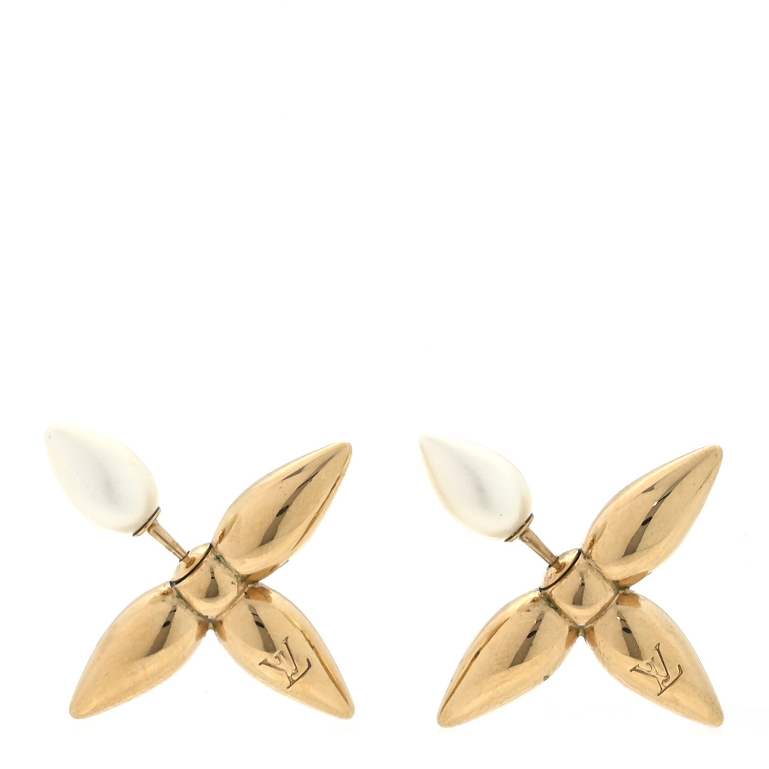 Louis Vuitton Pearl Louisette By Night Earrings Gold 1 of 4