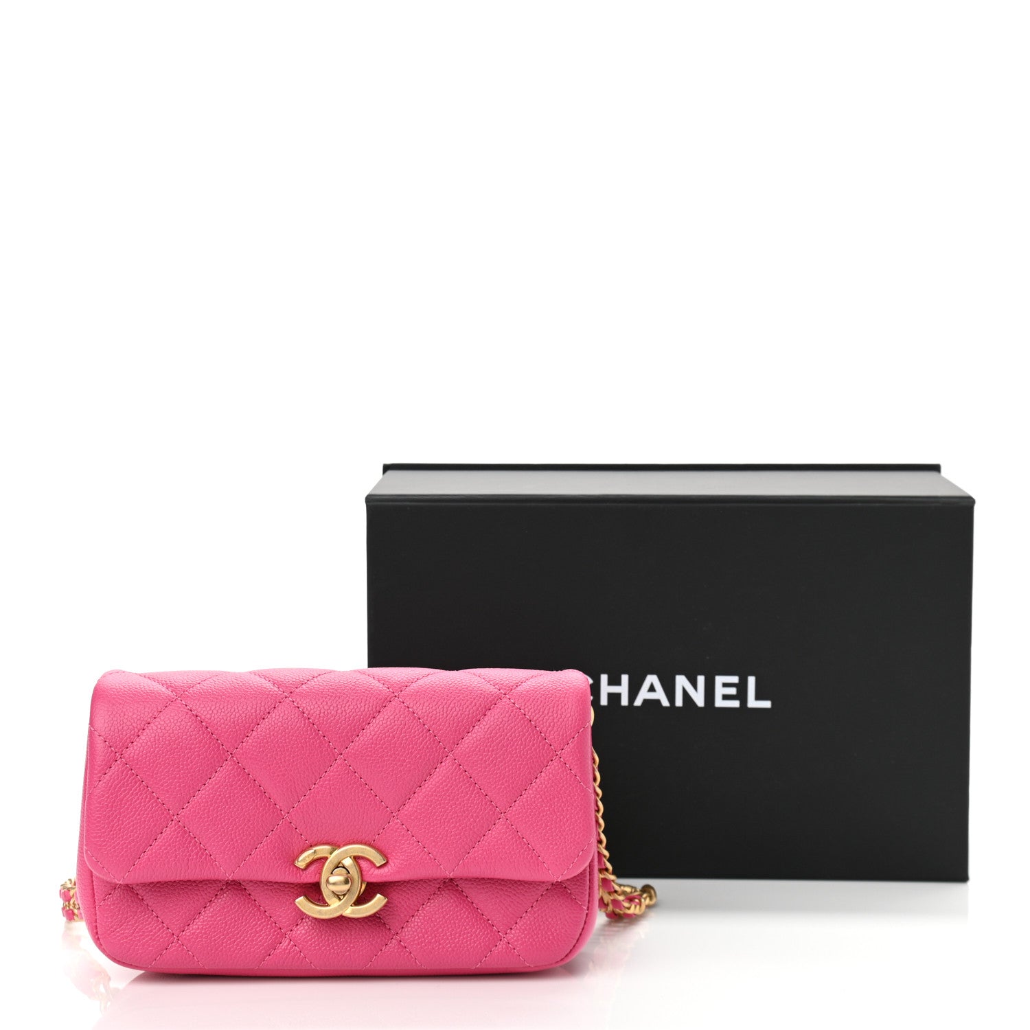 Chanel Caviar Quilted Chain Melody Waist Belt Bag Dark Pink 11 of 11