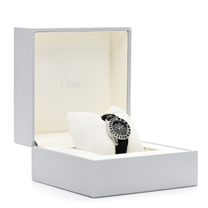 Christian Dior Stainless Steel Patent Diamond Sapphire 28mm Christal Quartz Watch Black 7 of 7