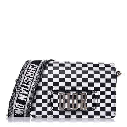 Christian Dior Smooth Calfskin Checkered Dio(r)evolution Flap Bag Black White 1 of 7