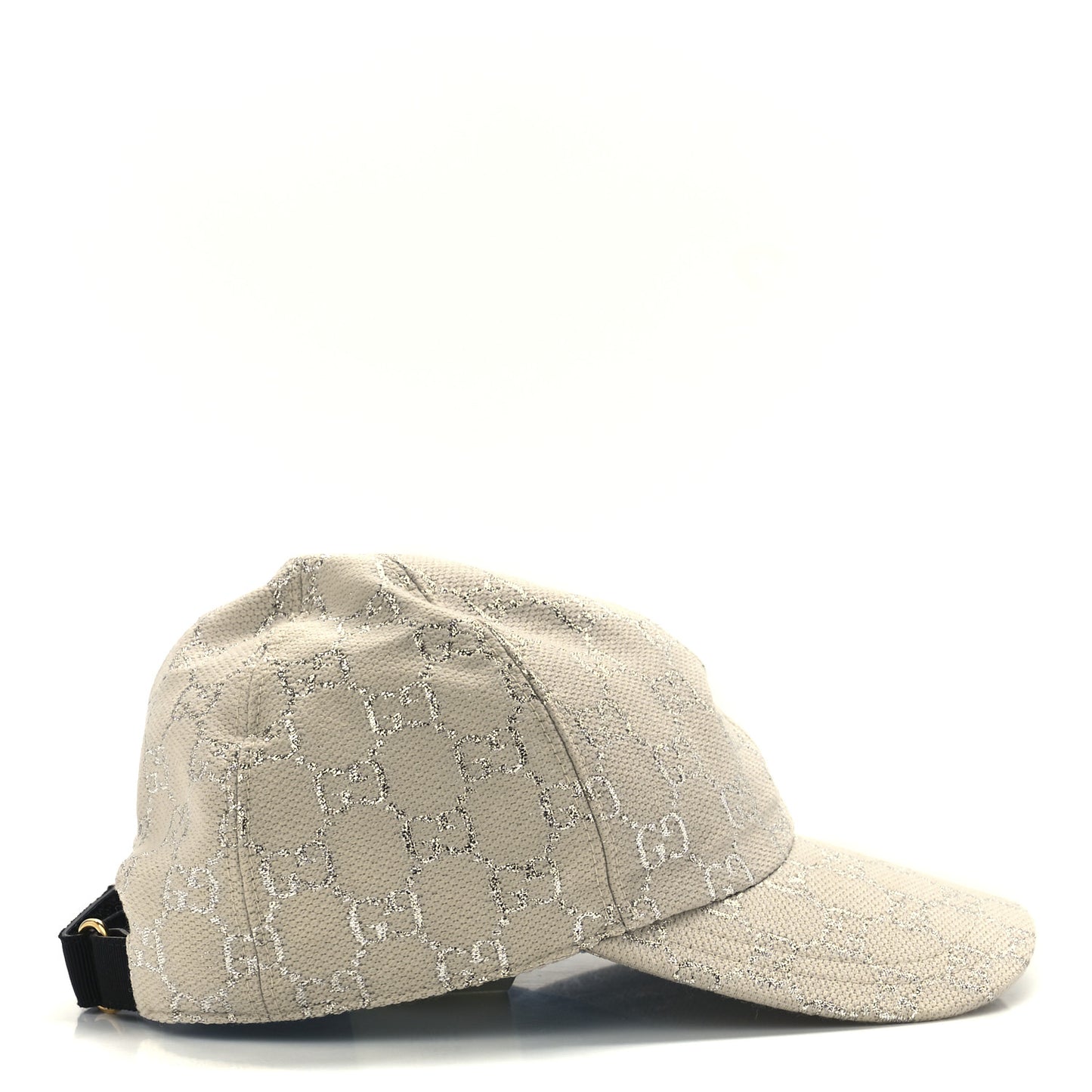 Canvas Lame GG Monogram Rush Baseball Hat M Gardenia Silver