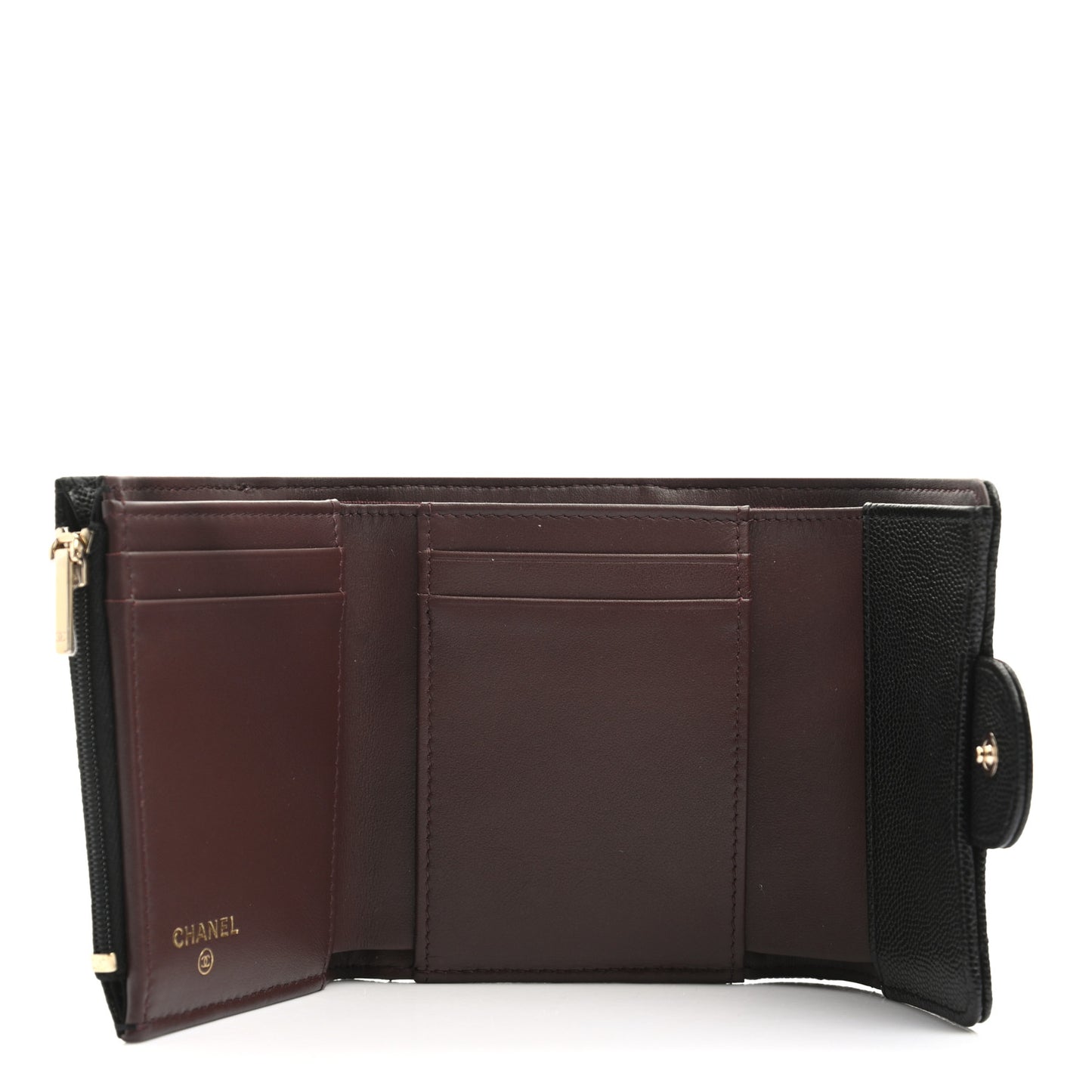 Caviar Quilted Small Flap Wallet Black