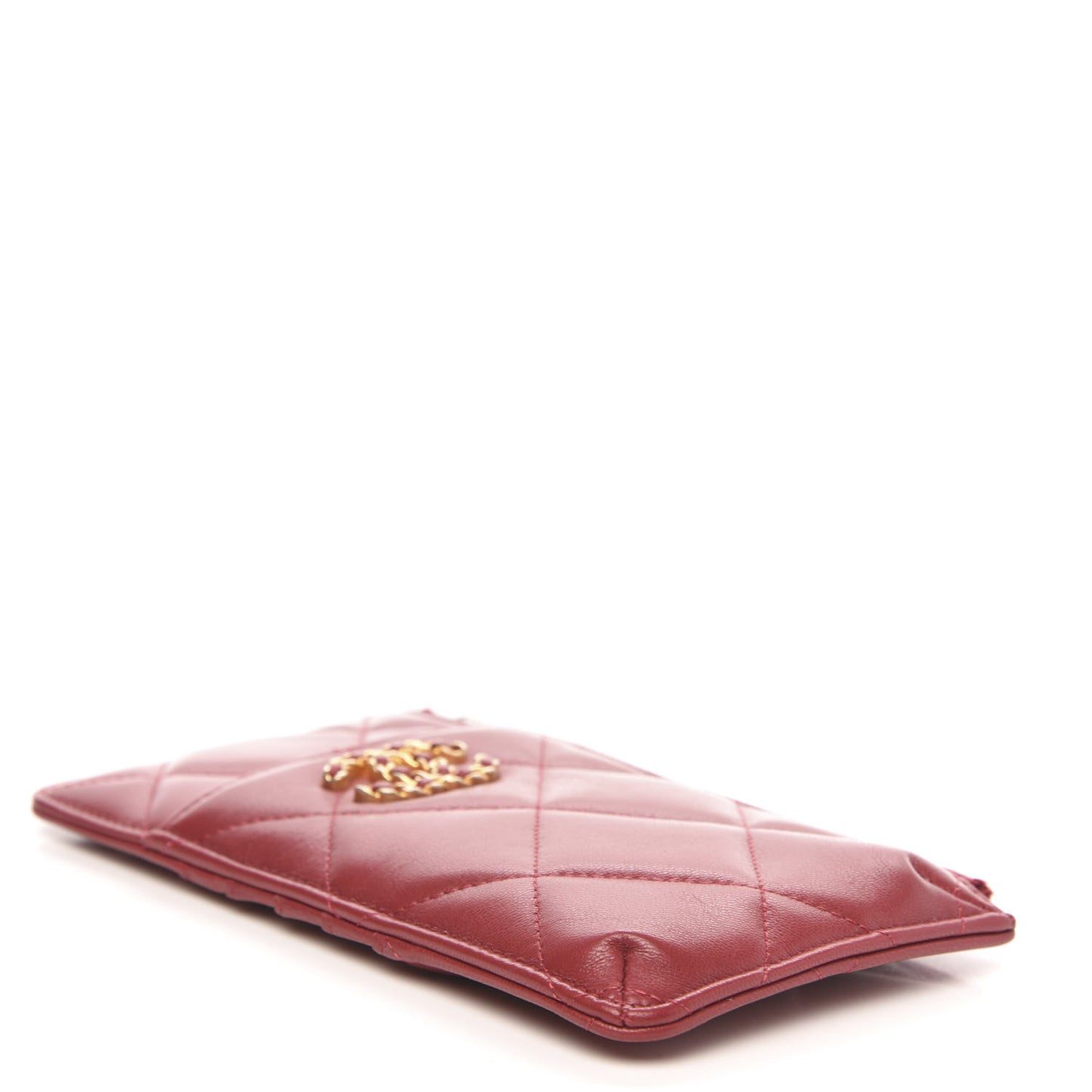 Shiny Goatskin Quilted 19 Flat Wallet Pouch Red