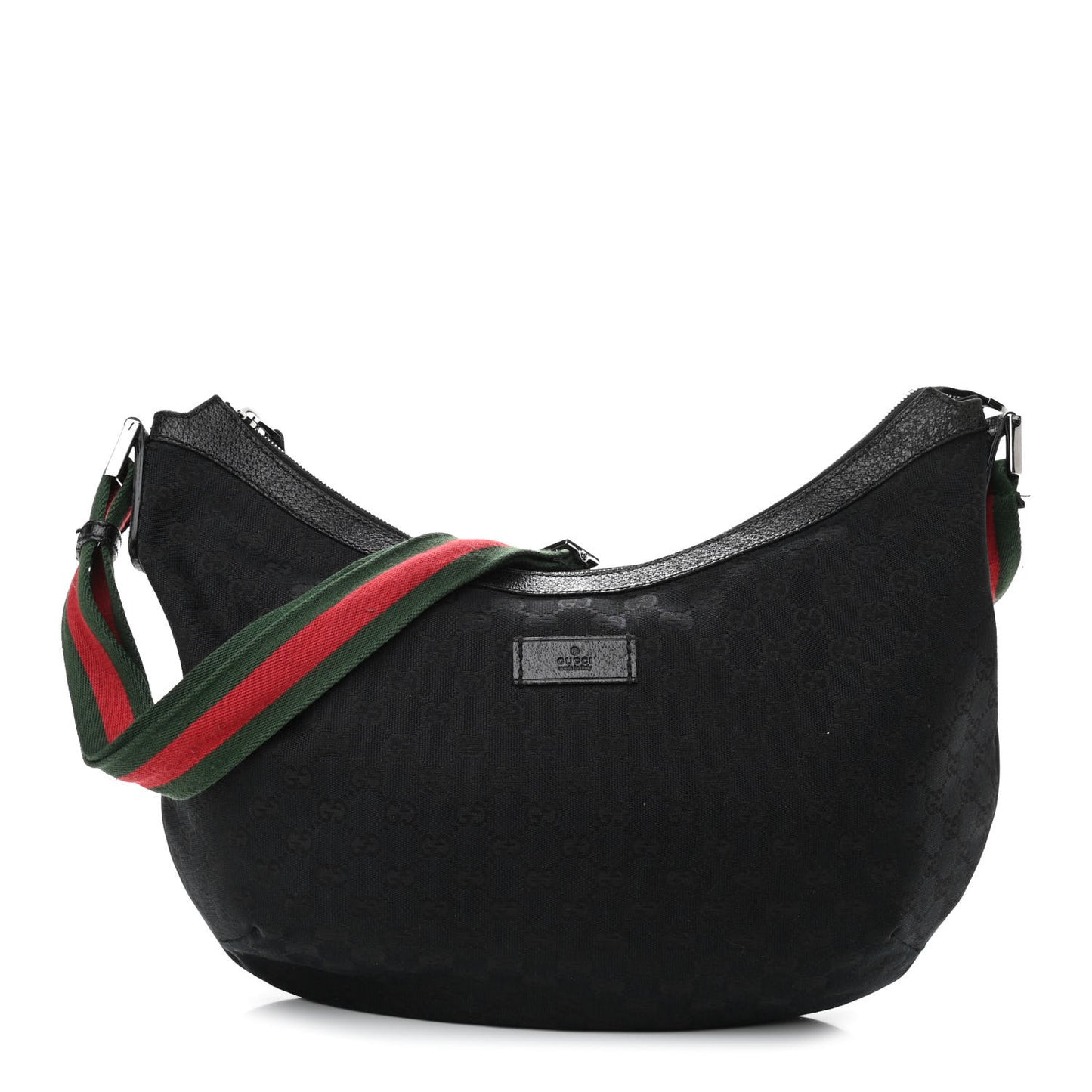 Monogram Web Medium Half Moon Hobo Black