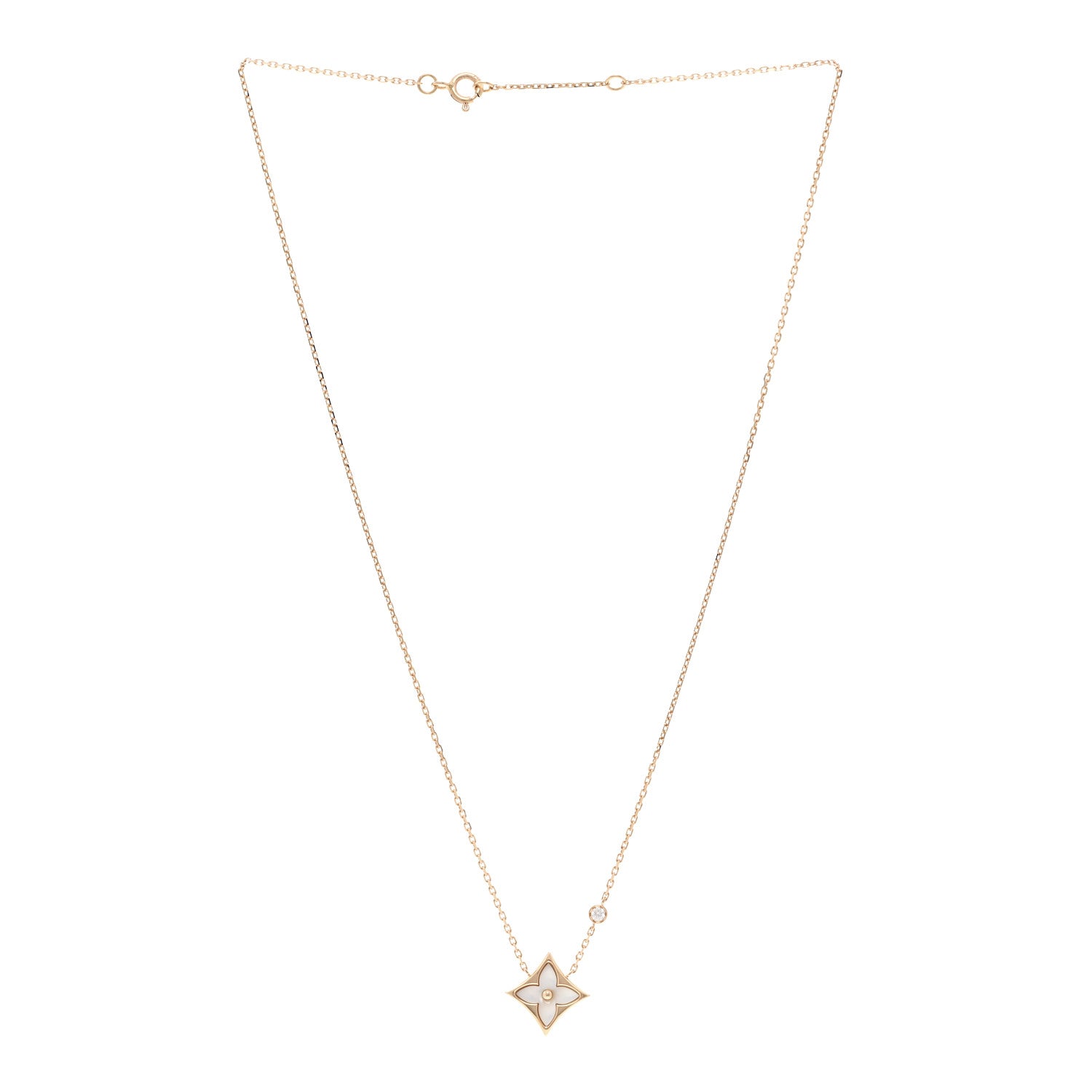 Louis Vuitton 18K Pink Gold Diamond Mother of Pearl Color Blossom BB Star Pendant Necklace 3 of 6