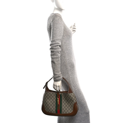 Gucci GG Supreme Monogram Azalea Calfskin Web Medium Jackie 1961 Hobo Beige Ebony Brown Sugar 2 of 10