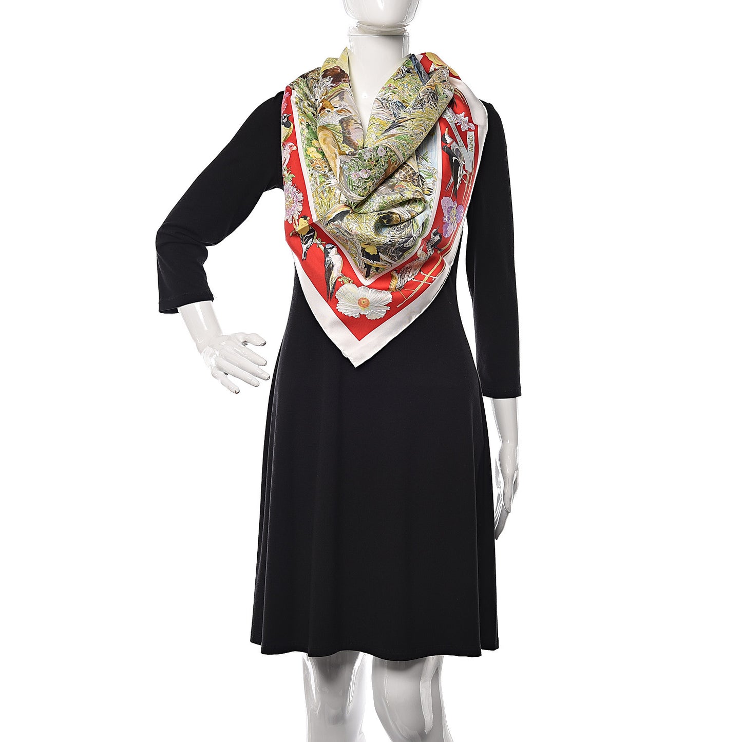 Silk La Vie Sauvage Du Texas Scarf 90 White Rouge Vert
