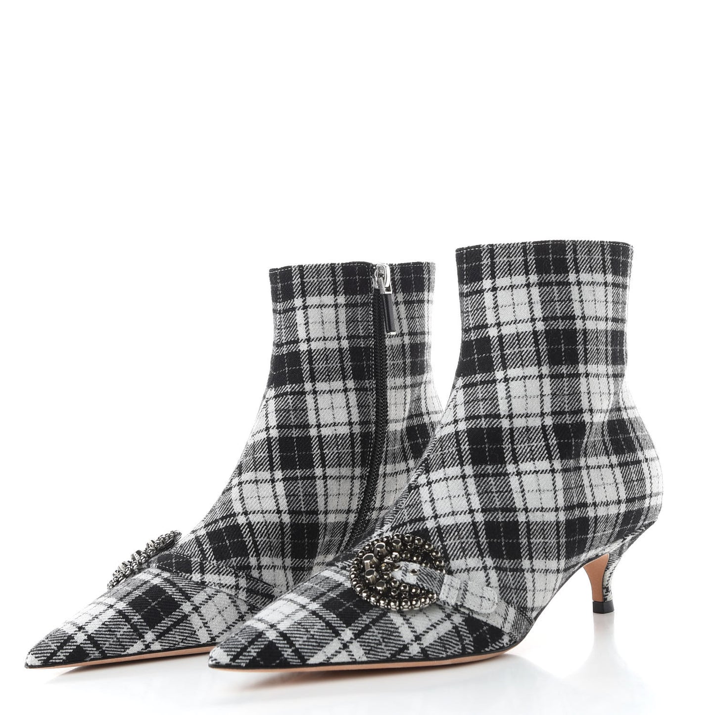 Canvas Tartan Gang Ankle Boots 37 Black