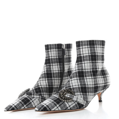 Christian Dior Canvas Tartan Gang Ankle Boots 37 Black 3 of 10